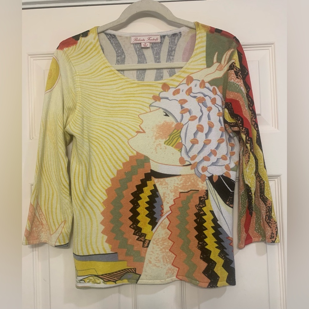 Roberta Fratelli Whimsycal Art Medium Blouse. 2659
